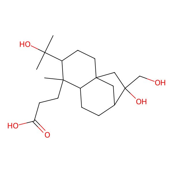 2D Structure of 3-[(1S,4R,5R,6S,9R,10R)-10-hydroxy-10-(hydroxymethyl)-4-(2-hydroxypropan-2-yl)-5-methyl-5-tricyclo[7.2.1.01,6]dodecanyl]propanoic acid