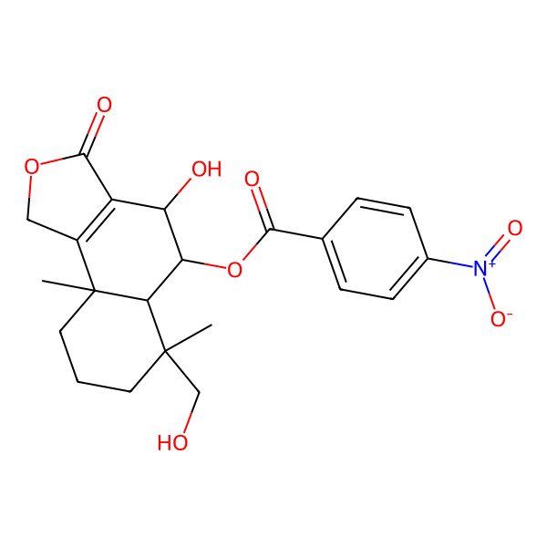 2D Structure of [4-hydroxy-6-(hydroxymethyl)-6,9a-dimethyl-3-oxo-4,5,5a,7,8,9-hexahydro-1H-benzo[e][2]benzofuran-5-yl] 4-nitrobenzoate