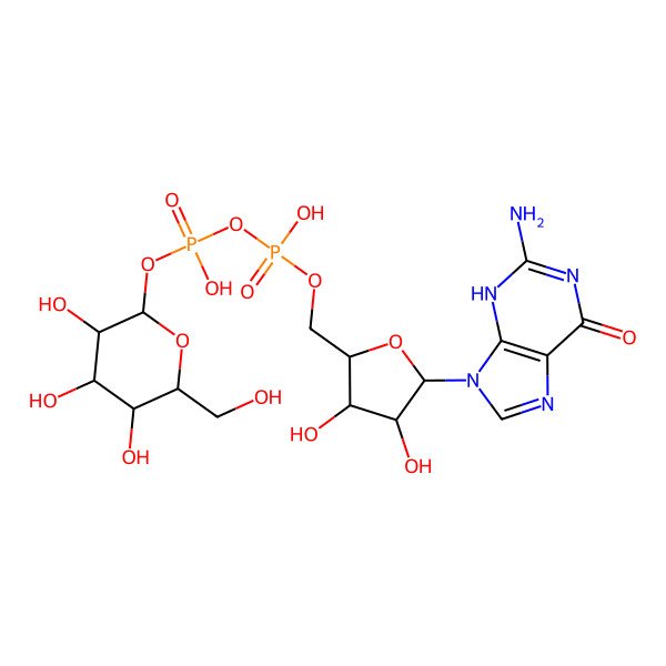 2D Structure of [[(2R,3S,4R,5R)-5-(2-amino-6-oxo-3H-purin-9-yl)-3,4-dihydroxyoxolan-2-yl]methoxy-hydroxyphosphoryl] [(2R,3R,4S,5S,6R)-3,4,5-trihydroxy-6-(hydroxymethyl)oxan-2-yl] hydrogen phosphate