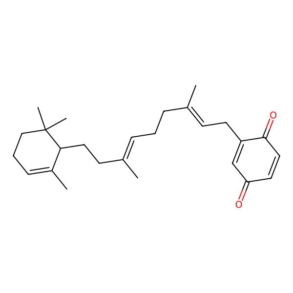2D Structure of 2-[(2E,6E)-3,7-dimethyl-9-(2,6,6-trimethylcyclohex-2-en-1-yl)nona-2,6-dienyl]cyclohexa-2,5-diene-1,4-dione