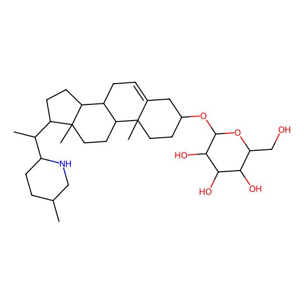 2D Structure of (2R,3R,4S,5S,6R)-2-[[(3S,8S,9S,10R,13S,14S,17R)-10,13-dimethyl-17-[(1S)-1-[(2R,5S)-5-methylpiperidin-2-yl]ethyl]-2,3,4,7,8,9,11,12,14,15,16,17-dodecahydro-1H-cyclopenta[a]phenanthren-3-yl]oxy]-6-(hydroxymethyl)oxane-3,4,5-triol