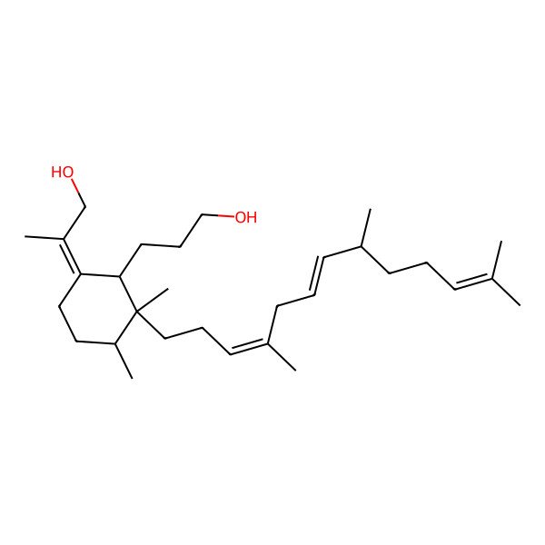 2D Structure of 2-[2-(3-Hydroxypropyl)-3,4-dimethyl-3-(4,8,12-trimethyltrideca-3,6,11-trienyl)cyclohexylidene]propan-1-ol