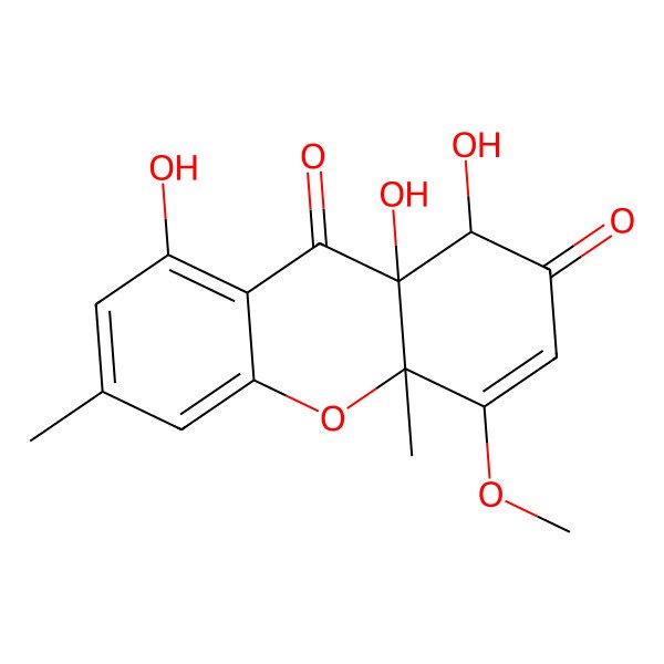 2D Structure of 1,8,9a-trihydroxy-4-methoxy-4a,6-dimethyl-1H-xanthene-2,9-dione