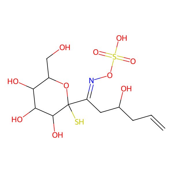 2D Structure of [(E)-[(3R)-3-hydroxy-1-[(2S,3R,4S,5S,6R)-3,4,5-trihydroxy-6-(hydroxymethyl)-2-sulfanyloxan-2-yl]hex-5-enylidene]amino] hydrogen sulfate