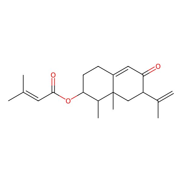 2D Structure of (1,8a-Dimethyl-6-oxo-7-prop-1-en-2-yl-1,2,3,4,7,8-hexahydronaphthalen-2-yl) 3-methylbut-2-enoate