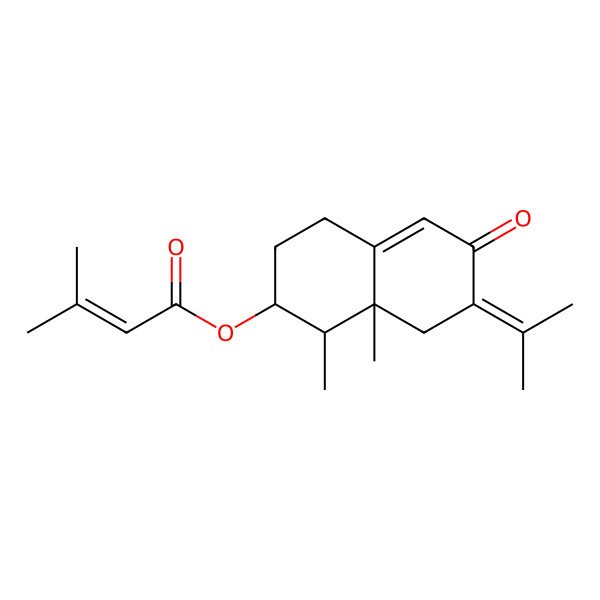 2D Structure of (1,8a-dimethyl-6-oxo-7-propan-2-ylidene-2,3,4,8-tetrahydro-1H-naphthalen-2-yl) 3-methylbut-2-enoate