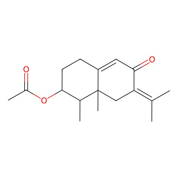 2D Structure of (1,8a-dimethyl-6-oxo-7-propan-2-ylidene-2,3,4,8-tetrahydro-1H-naphthalen-2-yl) acetate