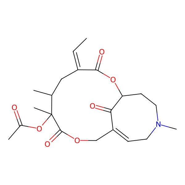 2D Structure of [(1R,4Z,6S,7S)-4-ethylidene-6,7,14-trimethyl-3,8,17-trioxo-2,9-dioxa-14-azabicyclo[9.5.1]heptadec-11-en-7-yl] acetate