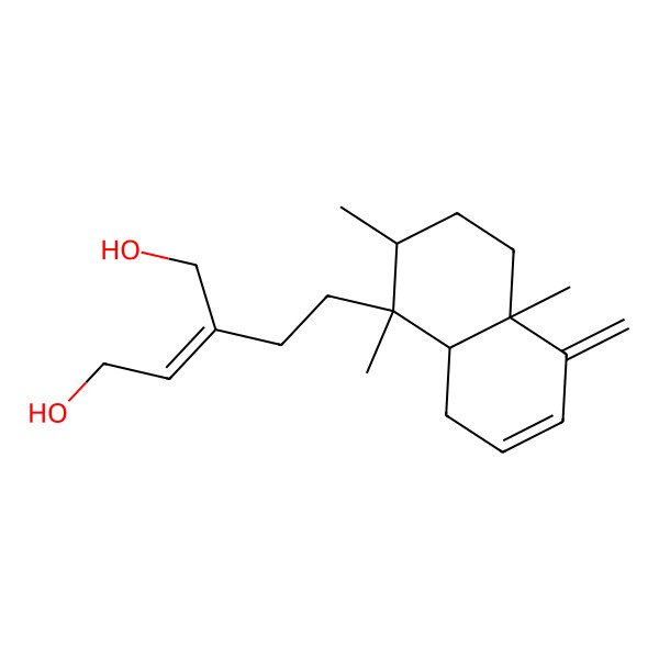 2D Structure of (Z)-2-[2-[(1S,2R,4aR,8aR)-1,2,4a-trimethyl-5-methylidene-3,4,8,8a-tetrahydro-2H-naphthalen-1-yl]ethyl]but-2-ene-1,4-diol