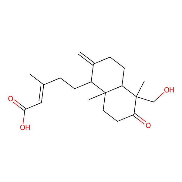 2D Structure of 5-[5-(Hydroxymethyl)-5,8a-dimethyl-2-methylidene-6-oxo-1,3,4,4a,7,8-hexahydronaphthalen-1-yl]-3-methylpent-2-enoic acid
