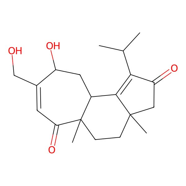 2D Structure of 9-Hydroxy-8-(hydroxymethyl)-3a,5a-dimethyl-1-propan-2-yl-3,4,5,9,10,10a-hexahydrocyclohepta[e]indene-2,6-dione
