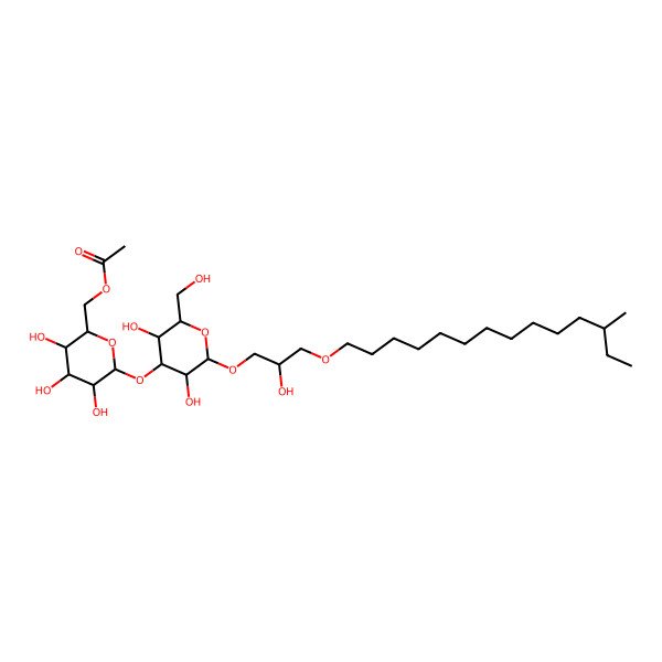2D Structure of [6-[3,5-Dihydroxy-2-(hydroxymethyl)-6-[2-hydroxy-3-(12-methyltetradecoxy)propoxy]oxan-4-yl]oxy-3,4,5-trihydroxyoxan-2-yl]methyl acetate