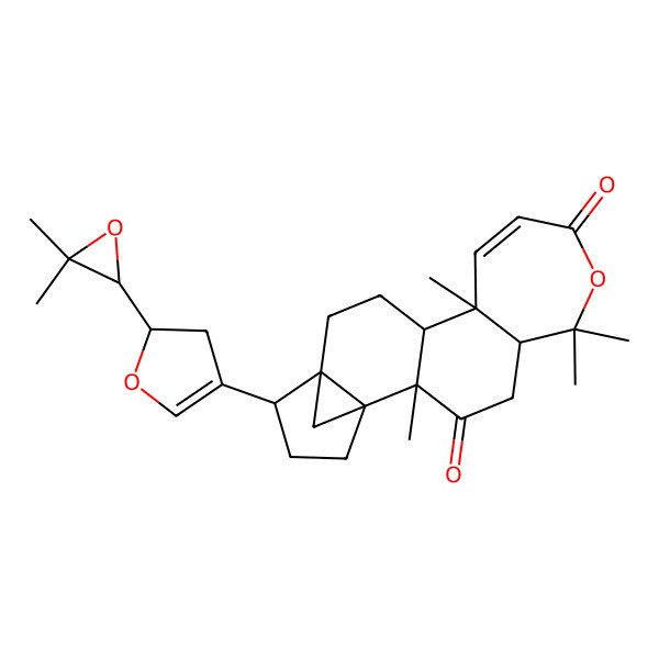 2D Structure of (1S,2R,5R,11R,12R,15R,16R)-16-[(2S)-2-[(2R)-3,3-dimethyloxiran-2-yl]-2,3-dihydrofuran-4-yl]-2,6,6,11-tetramethyl-7-oxapentacyclo[13.3.1.01,15.02,12.05,11]nonadec-9-ene-3,8-dione