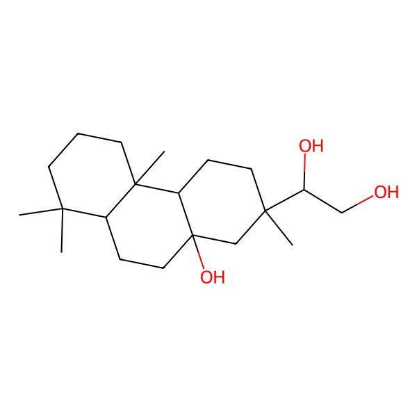 2D Structure of (1R)-1-[(2R,4aS,4bR,8aR,10aS)-10a-hydroxy-2,4b,8,8-tetramethyl-1,3,4,4a,5,6,7,8a,9,10-decahydrophenanthren-2-yl]ethane-1,2-diol
