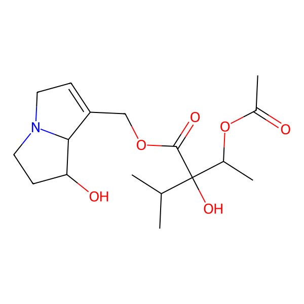 2D Structure of [(7S,8R)-7-hydroxy-5,6,7,8-tetrahydro-3H-pyrrolizin-1-yl]methyl (2S)-2-[(1R)-1-acetyloxyethyl]-2-hydroxy-3-methylbutanoate