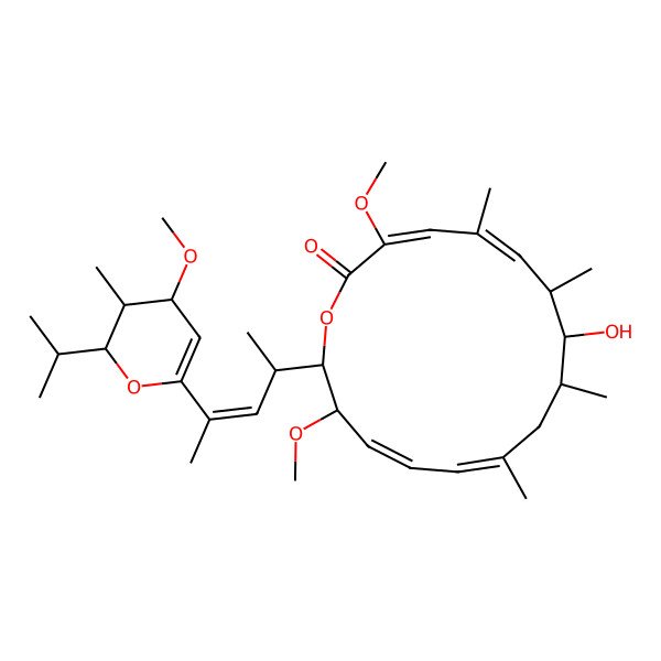 2D Structure of 8-hydroxy-3,15-dimethoxy-16-[4-(4-methoxy-3-methyl-2-propan-2-yl-3,4-dihydro-2H-pyran-6-yl)pent-3-en-2-yl]-5,7,9,11-tetramethyl-1-oxacyclohexadeca-3,5,11,13-tetraen-2-one
