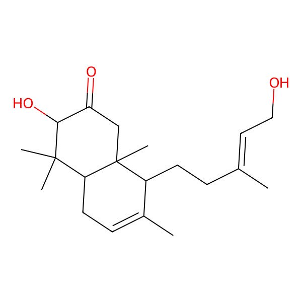 2D Structure of (3S,4aS,8R,8aR)-3-hydroxy-8-[(E)-5-hydroxy-3-methylpent-3-enyl]-4,4,7,8a-tetramethyl-3,4a,5,8-tetrahydro-1H-naphthalen-2-one
