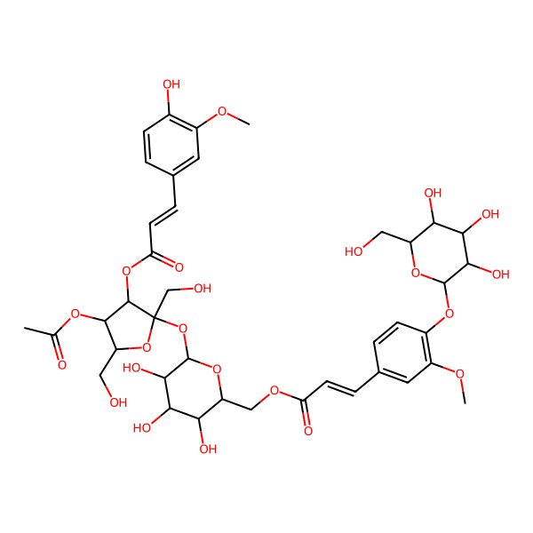 2D Structure of [(2R,3S,4S,5R,6R)-6-[(2S,3S,4R,5R)-4-acetyloxy-3-[(E)-3-(4-hydroxy-3-methoxyphenyl)prop-2-enoyl]oxy-2,5-bis(hydroxymethyl)oxolan-2-yl]oxy-3,4,5-trihydroxyoxan-2-yl]methyl (E)-3-[3-methoxy-4-[(2S,3R,4S,5S,6R)-3,4,5-trihydroxy-6-(hydroxymethyl)oxan-2-yl]oxyphenyl]prop-2-enoate