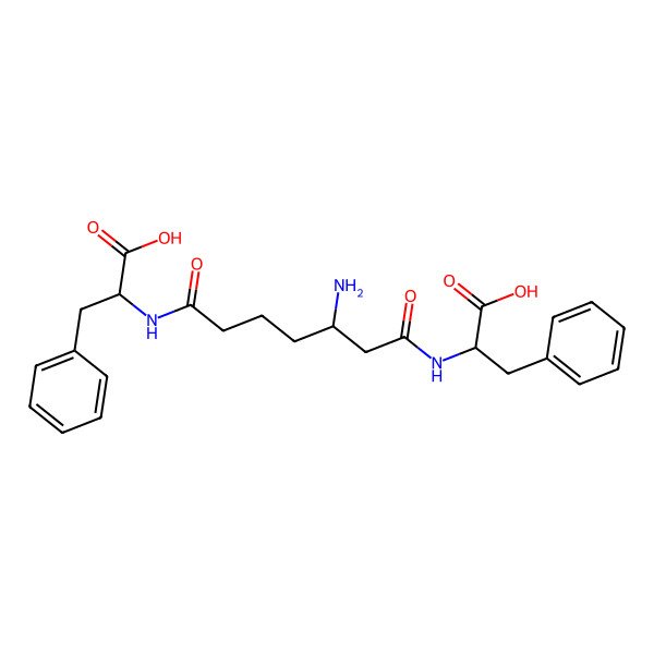 2D Structure of (2S)-2-[[5-amino-7-[[(1S)-1-carboxy-2-phenylethyl]amino]-7-oxoheptanoyl]amino]-3-phenylpropanoic acid