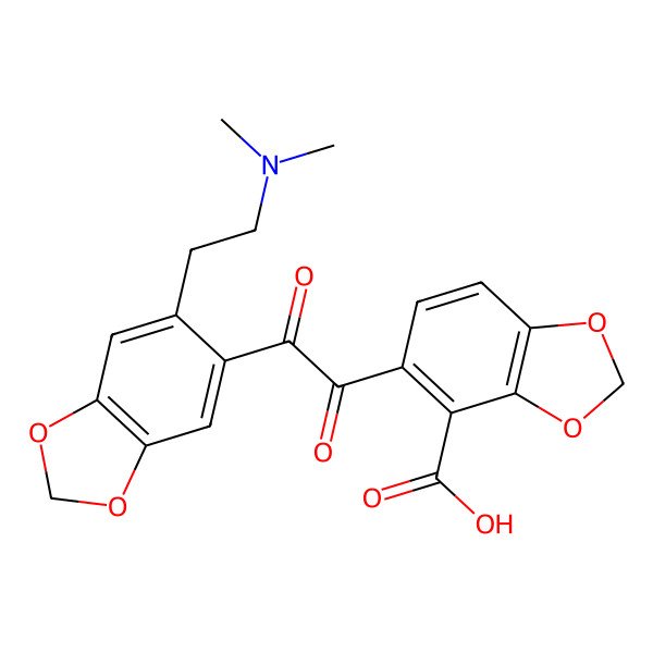 2D Structure of 5-[2-[6-[2-(Dimethylamino)ethyl]-1,3-benzodioxol-5-yl]-2-oxoacetyl]-1,3-benzodioxole-4-carboxylic acid