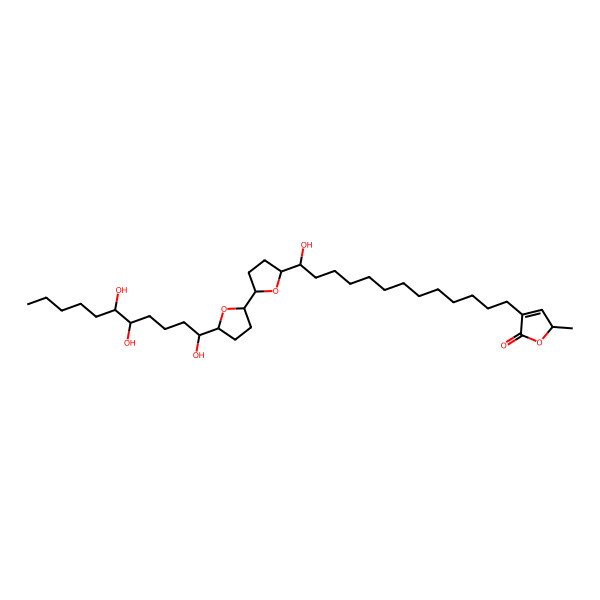 2D Structure of (2S)-4-[(13R)-13-Hydroxy-13-[(2R,5R)-5-[(2R,5R)-5-[(1S,5S,6R)-1,5,6-trihydroxyundecyl]oxolan-2-yl]oxolan-2-yl]tridecyl]-2-methyl-2H-furan-5-one