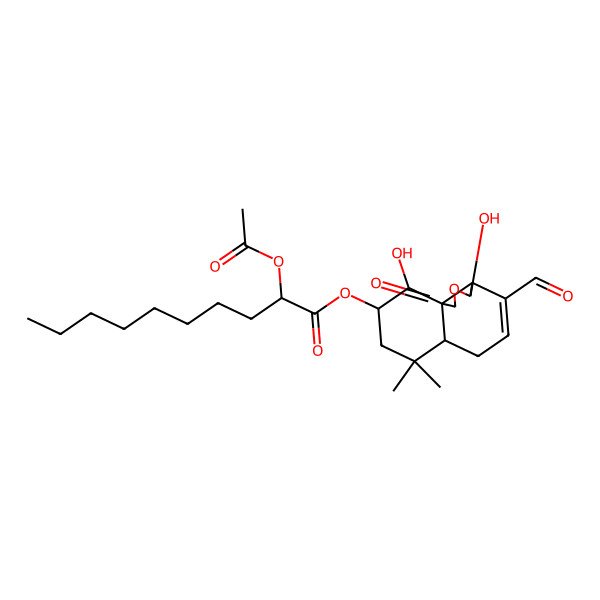 2D Structure of (4-formyl-3,10-dihydroxy-7,7-dimethyl-1-oxo-3a,6,6a,8,9,10-hexahydro-3H-benzo[d][2]benzofuran-9-yl) 2-acetyloxydecanoate