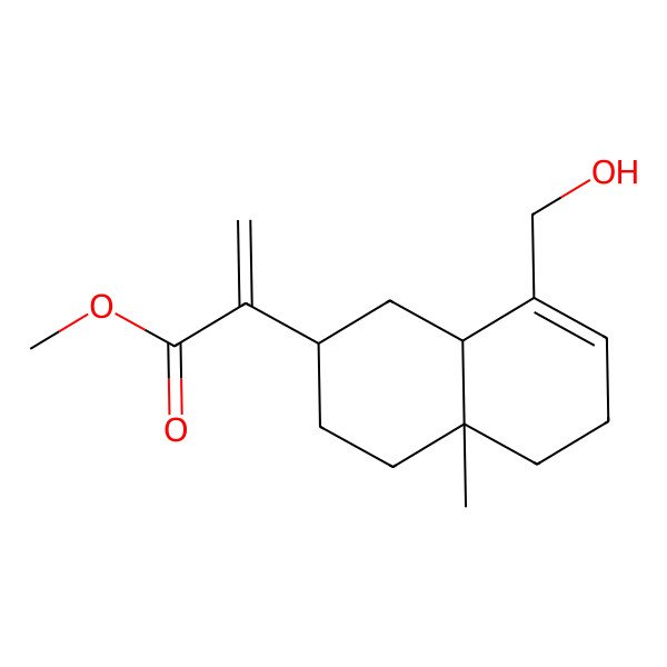 2D Structure of methyl 2-[(2R,4aR,8aR)-8-(hydroxymethyl)-4a-methyl-2,3,4,5,6,8a-hexahydro-1H-naphthalen-2-yl]prop-2-enoate