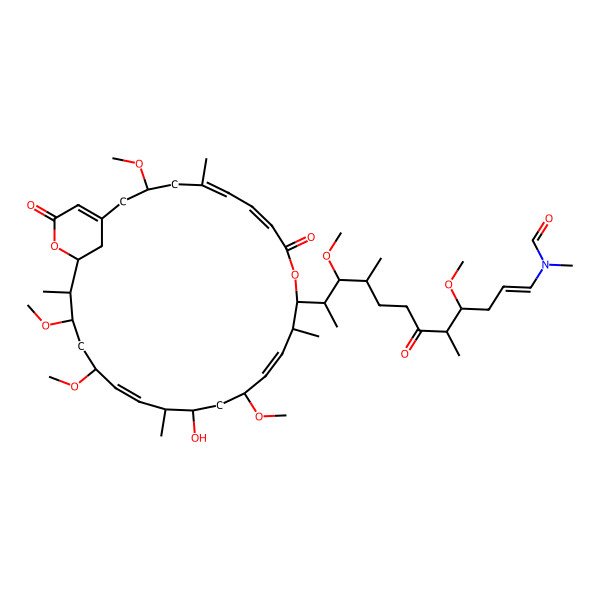 2D Structure of N-[(E,4S,5R,9R,10R,11R)-11-[(3S,5E,7E,11S,12S,13E,15R,17R,18S,19E,21R,23R,24S,25R)-17-hydroxy-3,15,21,23-tetramethoxy-5,12,18,24-tetramethyl-9,27-dioxo-10,26-dioxabicyclo[23.3.1]nonacosa-1(28),5,7,13,19-pentaen-11-yl]-4,10-dimethoxy-5,9-dimethyl-6-oxododec-1-enyl]-N-methylformamide