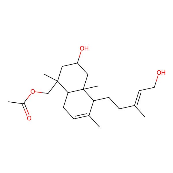 2D Structure of [3-Hydroxy-5-(5-hydroxy-3-methylpent-3-enyl)-1,4a,6-trimethyl-2,3,4,5,8,8a-hexahydronaphthalen-1-yl]methyl acetate