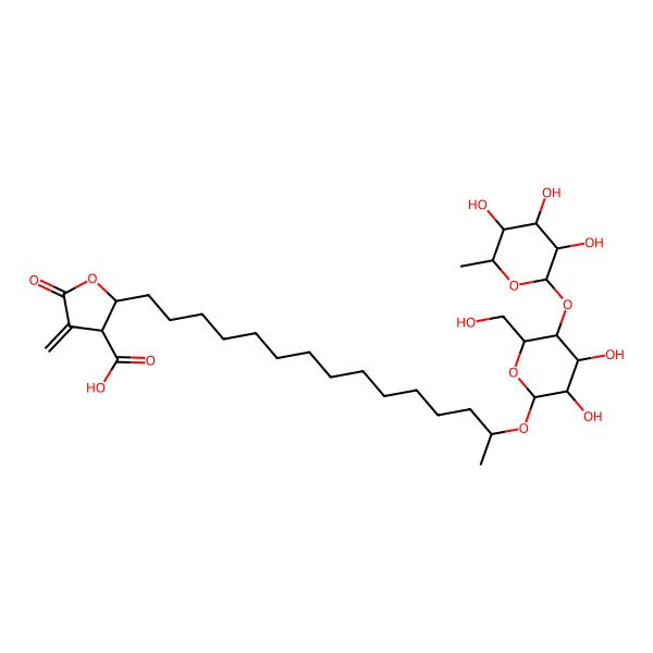 2D Structure of (18S)-18-O-a-L-rhamnopyranosyl-(1-4)-b-D-glucopyranosideto protoconstipatic acid