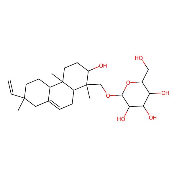 2D Structure of 19-(alpha-D-glucopyranosyloxy)isopimara-7,15-dien-3beta-ol