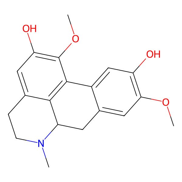 2D Structure of 1,9-dimethoxy-6-methyl-5,6,6a,7-tetrahydro-4H-dibenzo[de,g]quinoline-2,10-diol
