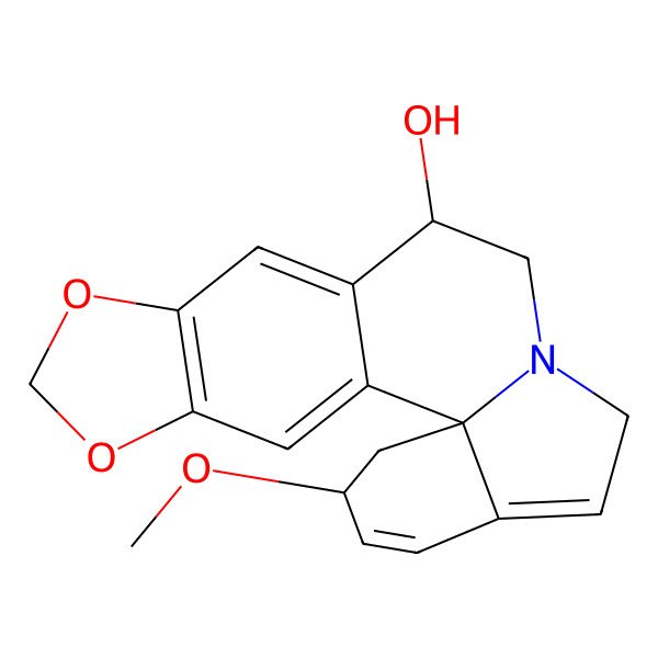2D Structure of 19-Methoxy-5,7-dioxa-13-azapentacyclo[11.7.0.01,16.02,10.04,8]icosa-2,4(8),9,15,17-pentaen-11-ol