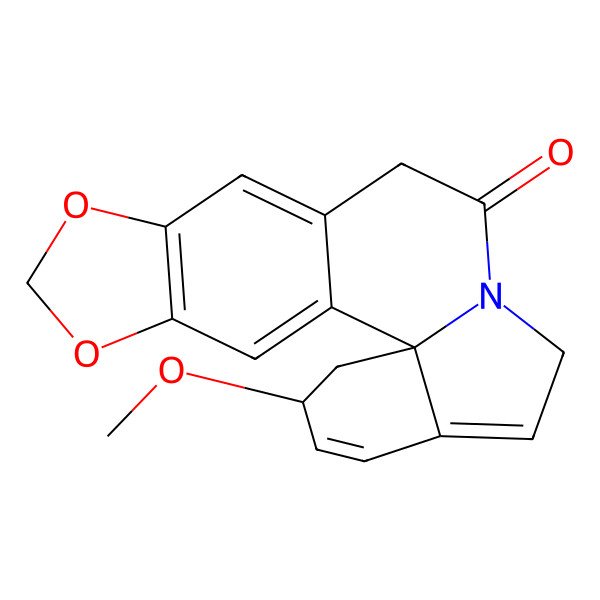 2D Structure of 19-Methoxy-5,7-dioxa-13-azapentacyclo[11.7.0.01,16.02,10.04,8]icosa-2,4(8),9,15,17-pentaen-12-one