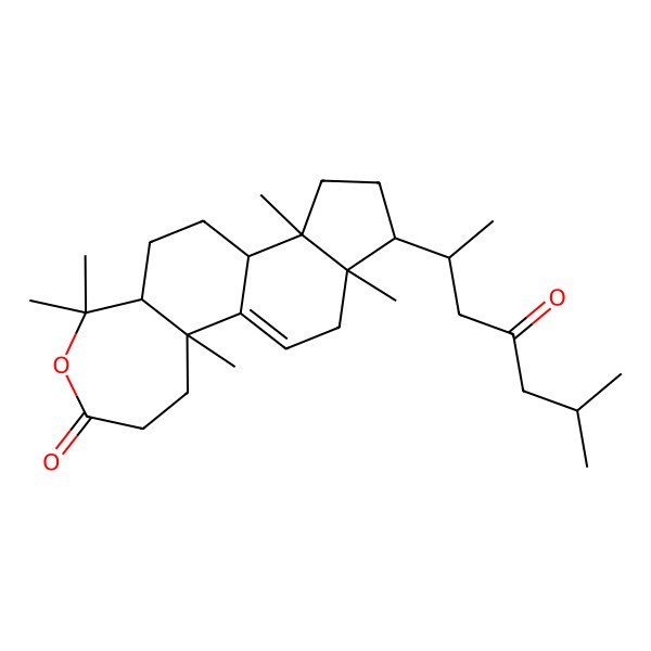 2D Structure of (2S,8R,11S,12S,15R,16R)-2,7,7,12,16-pentamethyl-15-[(2R)-6-methyl-4-oxoheptan-2-yl]-6-oxatetracyclo[9.7.0.02,8.012,16]octadec-1(18)-en-5-one