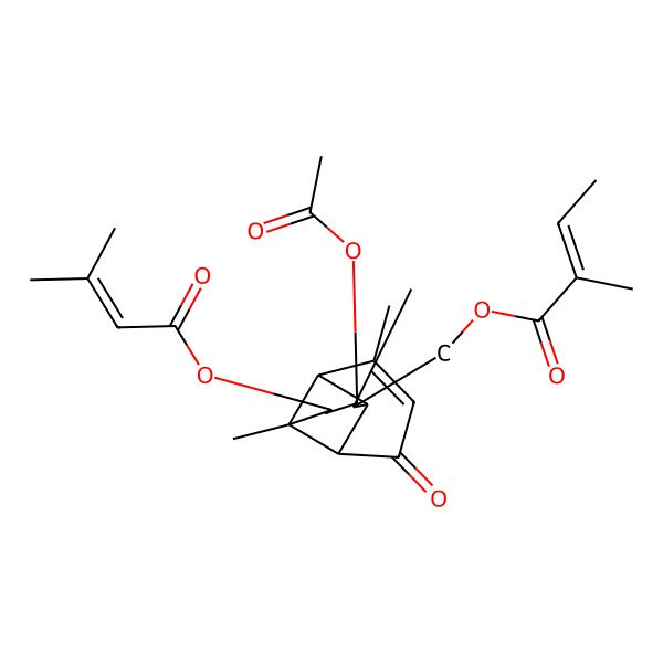 2D Structure of [(1R,2S,3S,4R,6R,7R,8R)-4-acetyloxy-3,7,9-trimethyl-6-(3-methylbut-2-enoyloxy)-11-oxo-3-tricyclo[5.4.0.02,8]undec-9-enyl]methyl (Z)-2-methylbut-2-enoate