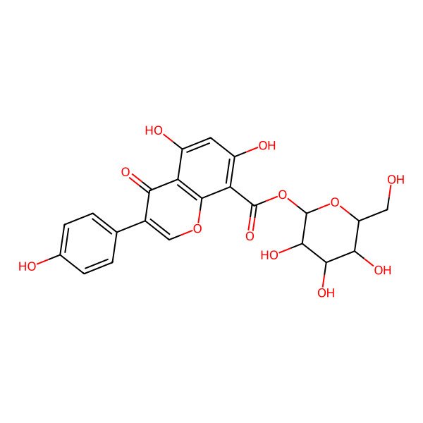 2D Structure of [(2S,3R,4S,5S,6R)-3,4,5-trihydroxy-6-(hydroxymethyl)oxan-2-yl] 5,7-dihydroxy-3-(4-hydroxyphenyl)-4-oxochromene-8-carboxylate