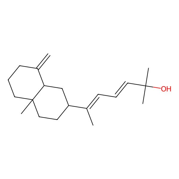 2D Structure of (3E,5E)-6-[(2S,4aR,8aS)-4a-methyl-8-methylidene-1,2,3,4,5,6,7,8a-octahydronaphthalen-2-yl]-2-methylhepta-3,5-dien-2-ol