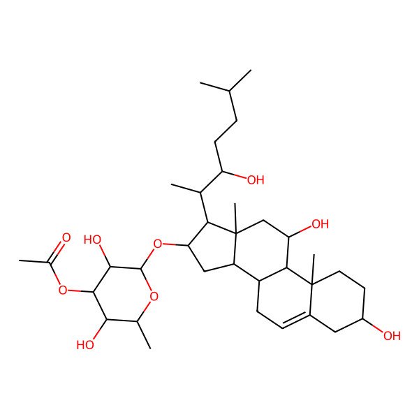 2D Structure of [2-[[3,11-dihydroxy-17-(3-hydroxy-6-methylheptan-2-yl)-10,13-dimethyl-2,3,4,7,8,9,11,12,14,15,16,17-dodecahydro-1H-cyclopenta[a]phenanthren-16-yl]oxy]-3,5-dihydroxy-6-methyloxan-4-yl] acetate