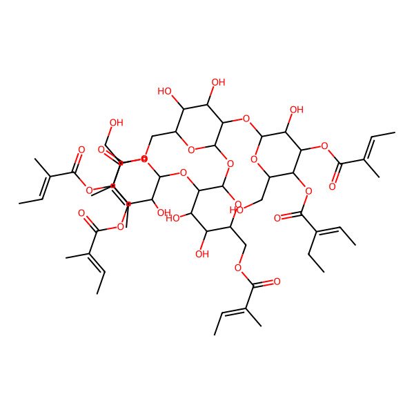 2D Structure of [6-[2-[4,5-Dihydroxy-3-[3-hydroxy-6-(hydroxymethyl)-4,5-bis(2-methylbut-2-enoyloxy)oxan-2-yl]oxy-6-(2-methylbut-2-enoyloxymethyl)oxan-2-yl]oxy-4,5-dihydroxy-6-(2-methylbut-2-enoyloxymethyl)oxan-3-yl]oxy-5-hydroxy-2-(hydroxymethyl)-4-(2-methylbut-2-enoyloxy)oxan-3-yl] 2-ethylbut-2-enoate
