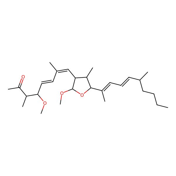 2D Structure of 4-Methoxy-8-[2-methoxy-4-methyl-5-(6-methyldeca-2,4-dien-2-yl)oxolan-3-yl]-3,7-dimethylocta-5,7-dien-2-one