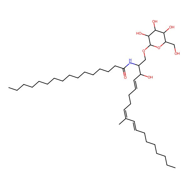 2D Structure of N-[(2R,3S,4E,8E,10E)-3-hydroxy-9-methyl-1-[(2R,3S,4R,5R,6S)-3,4,5-trihydroxy-6-(hydroxymethyl)oxan-2-yl]oxyoctadeca-4,8,10-trien-2-yl]hexadecanamide