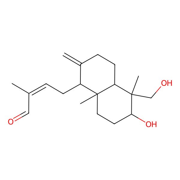 2D Structure of (E)-4-[(1S,4aR,5R,6R,8aR)-6-hydroxy-5-(hydroxymethyl)-5,8a-dimethyl-2-methylidene-3,4,4a,6,7,8-hexahydro-1H-naphthalen-1-yl]-2-methylbut-2-enal