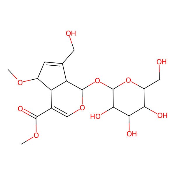 2D Structure of Methyl 7-(hydroxymethyl)-5-methoxy-1-[3,4,5-trihydroxy-6-(hydroxymethyl)oxan-2-yl]oxy-1,4a,5,7a-tetrahydrocyclopenta[c]pyran-4-carboxylate