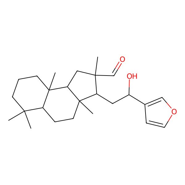 2D Structure of 3-[2-(furan-3-yl)-2-hydroxyethyl]-2,3a,6,6,9a-pentamethyl-3,4,5,5a,7,8,9,9b-octahydro-1H-cyclopenta[a]naphthalene-2-carbaldehyde