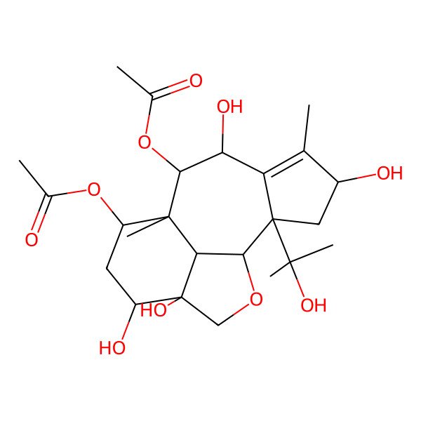 2D Structure of [8-Acetyloxy-4,7,12,13-tetrahydroxy-2-(2-hydroxypropan-2-yl)-5,9-dimethyl-15-oxatetracyclo[7.6.1.02,6.013,16]hexadec-5-en-10-yl] acetate