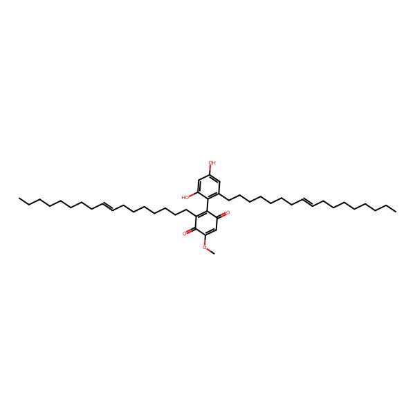 2D Structure of 3-[(Z)-heptadec-8-enyl]-2-[2-[(Z)-heptadec-8-enyl]-4,6-dihydroxyphenyl]-5-methoxycyclohexa-2,5-diene-1,4-dione