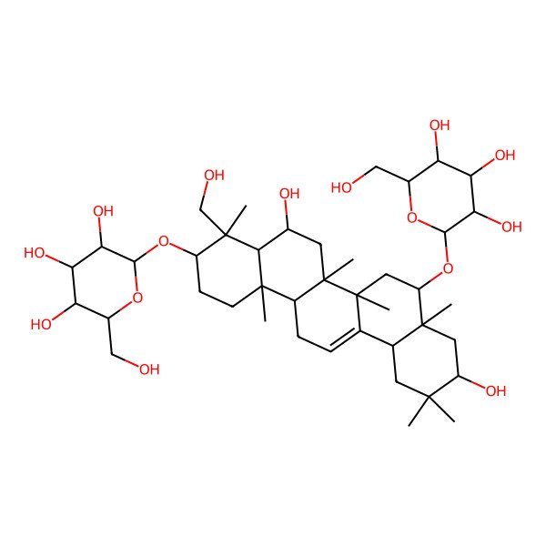 2D Structure of (2R,3R,4S,5S,6R)-2-[[(3S,4R,4aR,5R,6aR,6bS,8S,8aS,10S,12aS,14aR,14bR)-5,10-dihydroxy-4-(hydroxymethyl)-4,6a,6b,8a,11,11,14b-heptamethyl-8-[(2R,3R,4S,5S,6R)-3,4,5-trihydroxy-6-(hydroxymethyl)oxan-2-yl]oxy-1,2,3,4a,5,6,7,8,9,10,12,12a,14,14a-tetradecahydropicen-3-yl]oxy]-6-(hydroxymethyl)oxane-3,4,5-triol