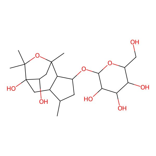 2D Structure of (2R,3R,4S,5S,6R)-2-[[(1R,2R,3R,5R,6R,8S,12S)-8,12-dihydroxy-1,5,9,9-tetramethyl-10-oxatricyclo[6.2.2.02,6]dodecan-3-yl]oxy]-6-(hydroxymethyl)oxane-3,4,5-triol