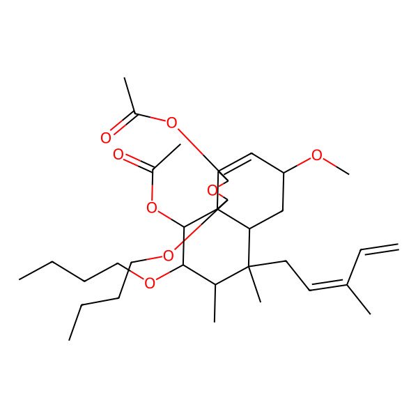 2D Structure of [(1S,3R,5R,6aS,7S,8S,9R,10R,10aS)-3-acetyloxy-1,9-dibutoxy-5-methoxy-7,8-dimethyl-7-[(2E)-3-methylpenta-2,4-dienyl]-1,3,5,6,6a,8,9,10-octahydrobenzo[d][2]benzofuran-10-yl] acetate